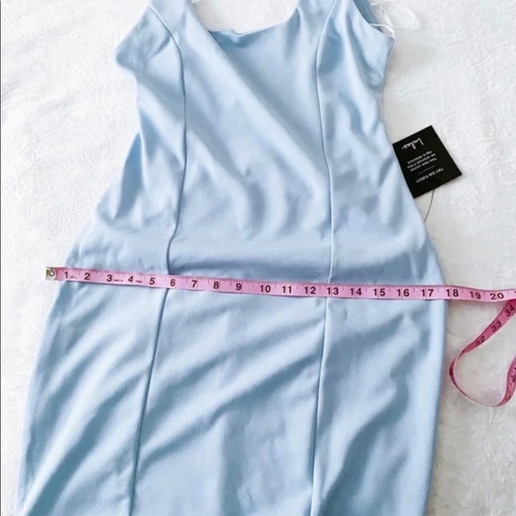 NWT Light Blue Tie Back Ponte Bodycon Mini Dress - Picture 5 of 9